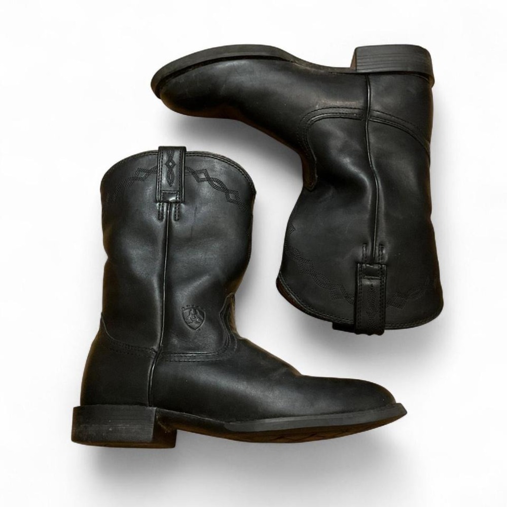 Ariat black‎ leather boots cowboy festival western rodeo